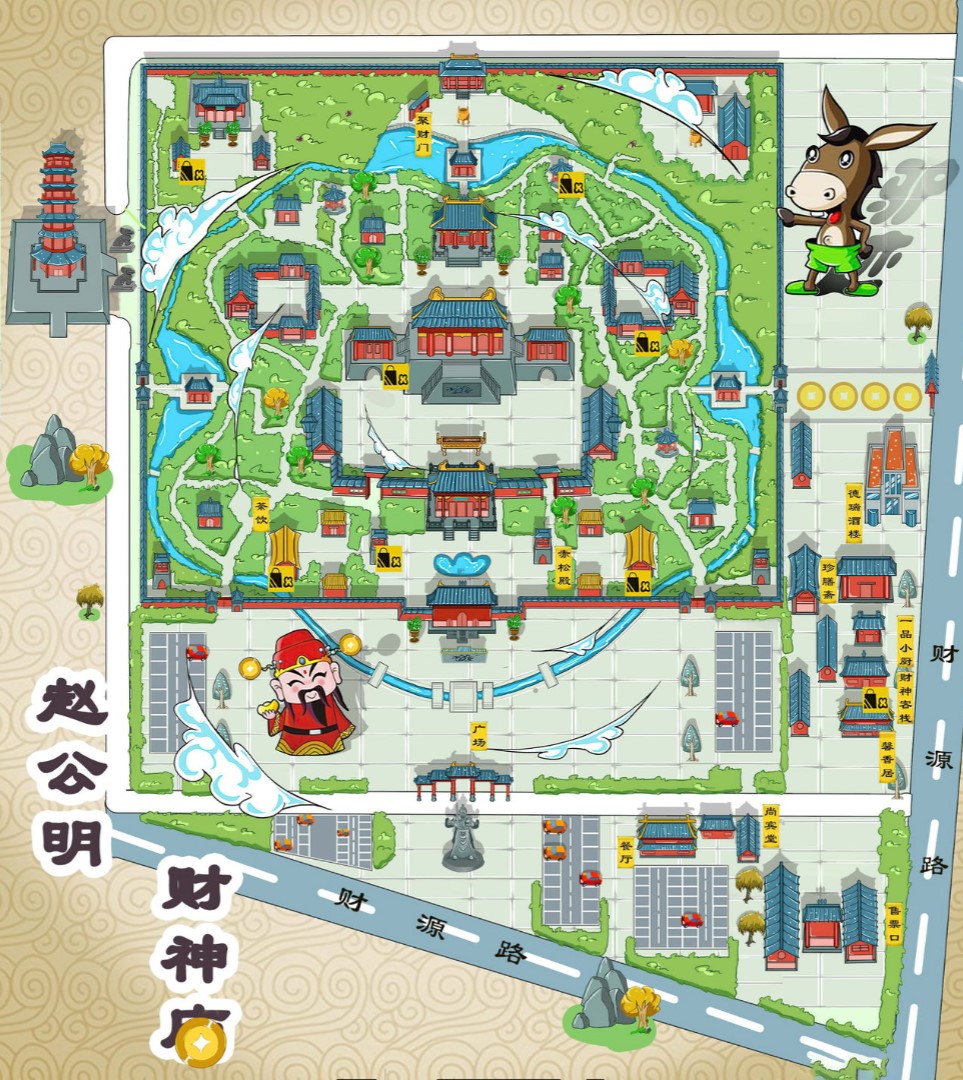 广西寺庙类手绘地图